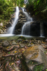 scenery of tropical forest waterfall