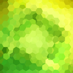 Fototapeta na wymiar Vector background with green, yellow hexagons. Can be used in cover design, book design, website background. Vector illustration