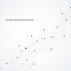 Geometric abstract vector with connected line and dots. Global network connection background. Technological sense abstract illustration.