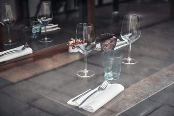Restaurant table ready for service