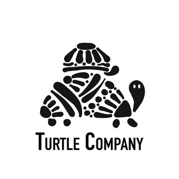 Turtle logo, black silhouette for your design
