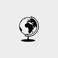 Globe black icon for website, isolated on white background, vector illustration