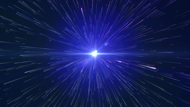 宇宙空間を超光速ワープ  青 抽象的なイメージ