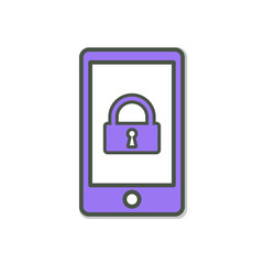 Cell Phone icon with padlock sign. Cell Phone icon and security, protection, privacy concept
