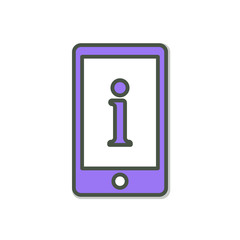 Cell Phone icon with information sign. Cell Phone icon and about, faq, help, hint concept