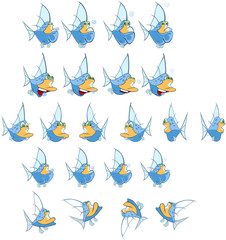  Cartoon Characters Fish for you Design and Computer Game. Storyboard