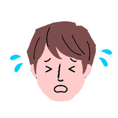 若い男性　顔　表情