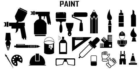 paint craft handmade flat icons. mono vector symbol