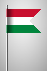Flag of Hungary. National Flag on Flagpole. Isolated Illustration on Gray