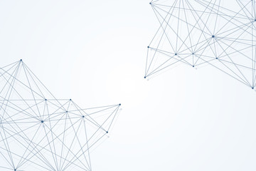 Geometric abstract background with connected line and dots. Structure molecule and communication. Scientific concept for your design. Medical, technology, science background. illustration.