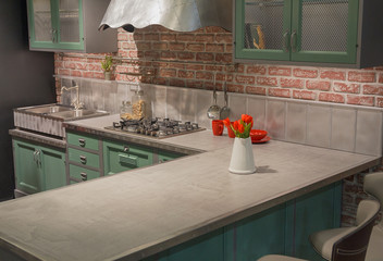 Beautiful kitchen interior in the style loft