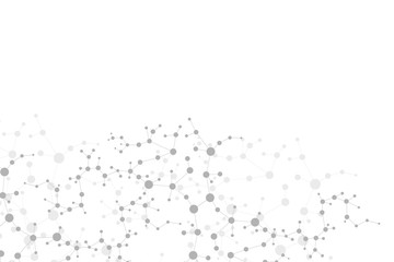 Structure molecule and communication. Dna, atom, neurons. Scientific concept for your design. Connected lines with dots. Medical, technology, chemistry, science background. illustration.