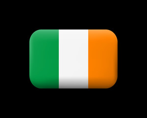 Flag of Ireland. Matted Vector Icon and Button. Rectangular Shape