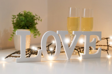 wooden letters with the word love, message and love concept