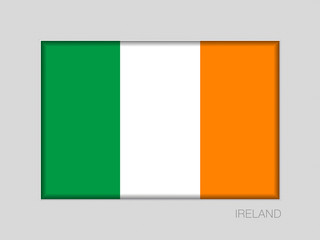Flag of Ireland. National Ensign Aspect Ratio 2 to 3 on Gray