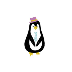 Vector illustration with penguin in flat style