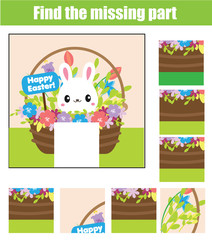 Puzzle for toddlers. Matching children educational game. Match pieces and complete the picture. Activity for pre school years kids. Easter theme