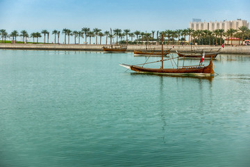 Fototapeta na wymiar Dhow port in Doha Qatar
