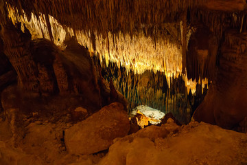 Dragon caves on Majorca, Spain. Beautiful nature caves on Mallorca, Balearic island. Popular tourist destination