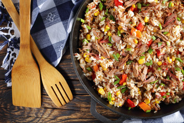 shredded juicy Beef mixed with rice