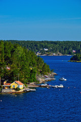 Swedish settlements on islets of Stockholm Archipelago in Baltic Sea, Sweden