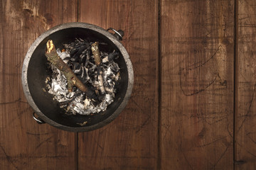 Overhead photo of witch's cauldron