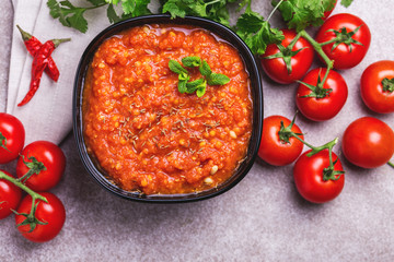 Indian Tomato Rasam with lentil, mint, cilantro and cashew