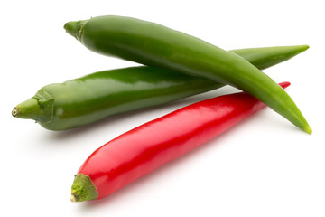 Red chilli pepper isolated on a white background.