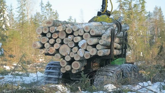 work skidder logging in winter