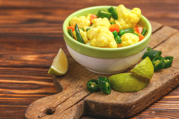 Indian Vegetarian curry Vegetable Korma. Copyspace, horizontal view