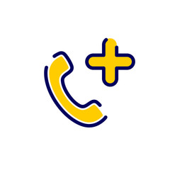 Call icon with add sign. Call icon and new, plus, positive concept