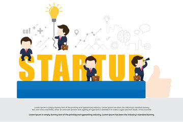 Business people with words of success.