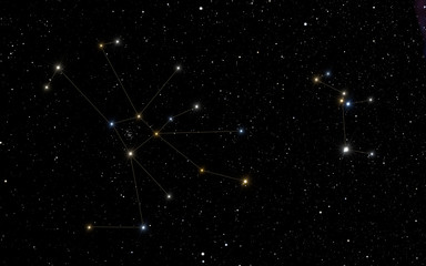 Cancer and Canis Minor constellations on the right