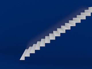 white stairs in blue background ,3d rendering