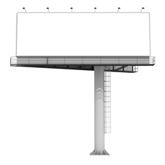 3d rendering blank billboard 02 on white background. 3d modeling