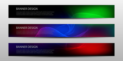 Fototapeta premium Abstract vector banners with bright wavy lines annual report design templates future Poster template design.