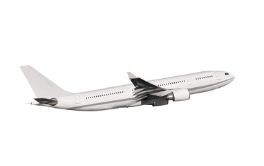 commercial airplane on white background - obrazy, fototapety, plakaty