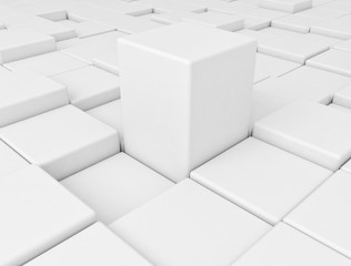 White 3d cubes background one standing out 