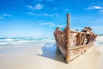 Poster Schiffswrack auf Fraser Island, Australien © Dennis