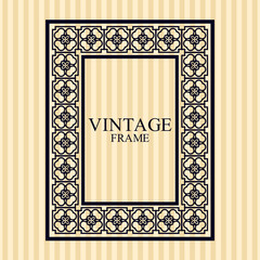 Vintage border frame with retro ornamental pattern. Template for design. Vector illustration