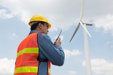Male Architect or Engineer use Two way Radio