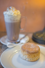 Scone with Hot chocolate in the cafe