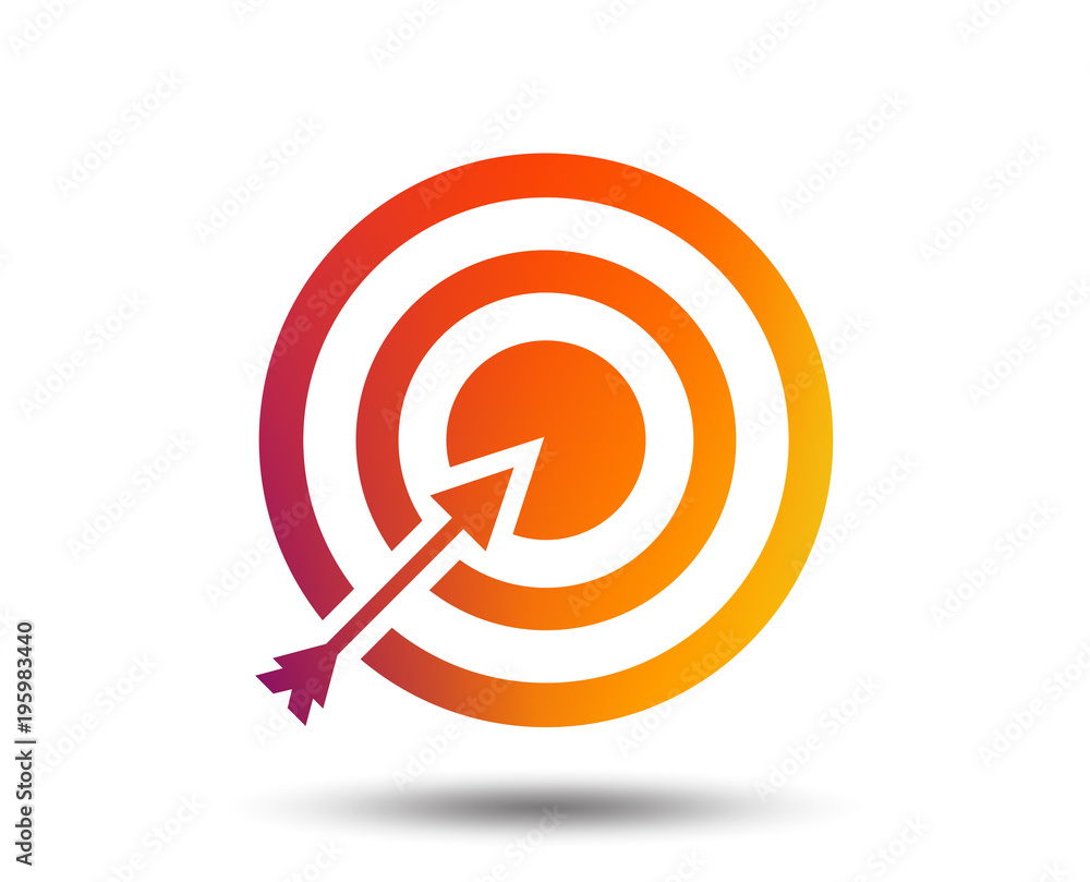 Poster target aim sign icon. darts board with arrow symbol. blurred gradient design element. vivid graphic 