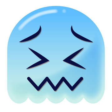 verzweifeltes Emoticon - 3D - blauer Geist
