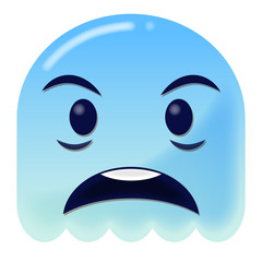 Emoji geschockt - 3D - blauer Geist - obrazy, fototapety, plakaty