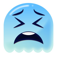 Emoji zweifelnd - 3D - blauer Geist