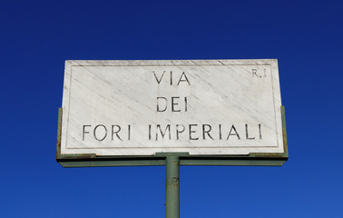 Fori Imperiali road sign in Rome