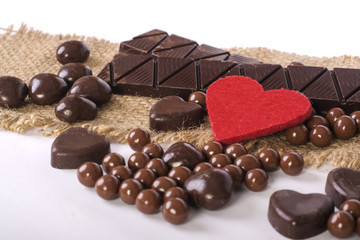 Chocolate and red heart 
