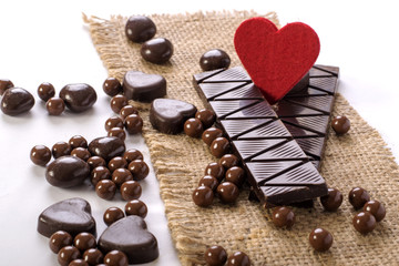 Chocolate and red heart 