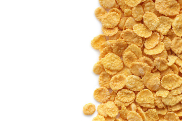 Cornflakes on white background and space for place text